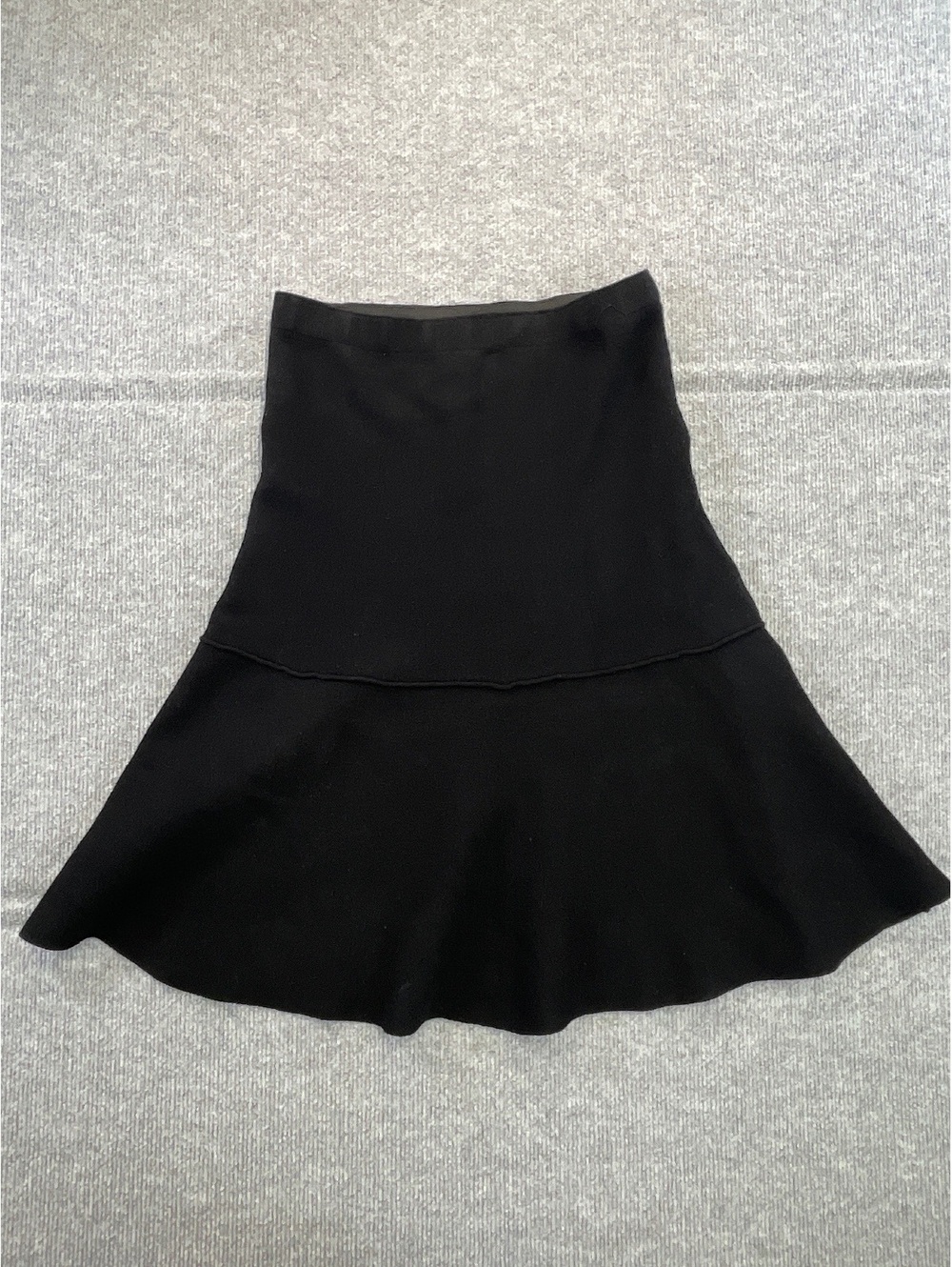 Vila Milano Womens Small S Black Knit Drop Waist Flounce A-Line Skirt Pull On